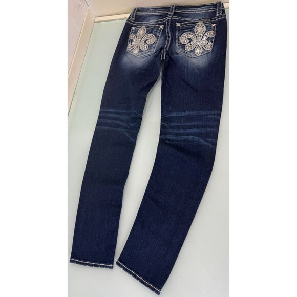 Miss Me Other - Miss Me Jeans Girls Size 12 Skinny Y2K Stretch Rhinestone Low Rise 26 W 27 L